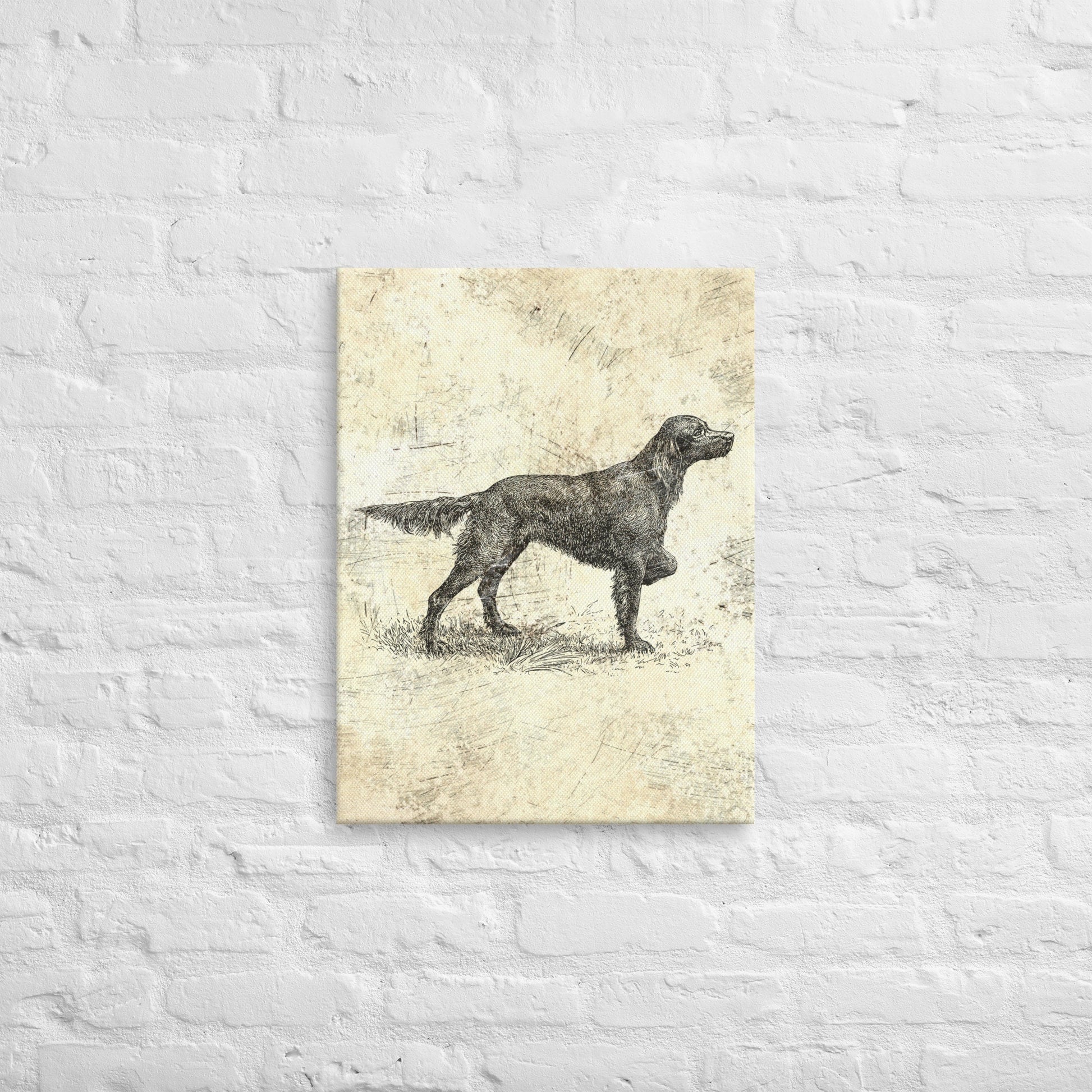 Irish Setter Vintage Retro Distressed Hunting Dog Stretched Canvas Hunter Wall Decor for the Hunting Cabins or Lodges