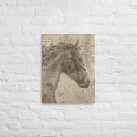 Engraved Style Retro Distressed Horse Head Vintage Looking Canvas Western Ranch Lodge Wall Art