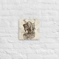 American Buffalo Vintage Retro Illustration Wall Artwork Stretched Canvas Print for Western Lodge Decor Rustic Lodge and Cabin Art