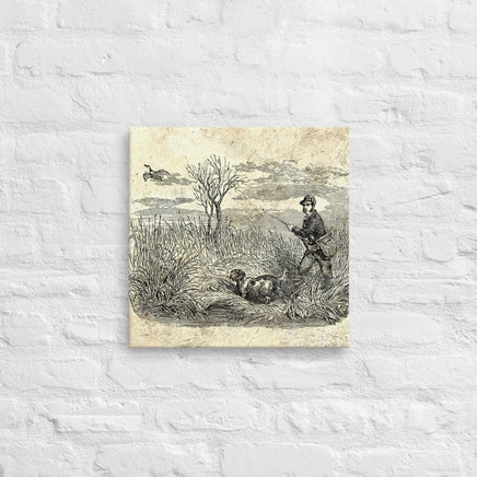 Duck Hunting Waterfowl Vintage Etched Style Distressed Art Wall Stretched Canvas Retro Hunting Dog Wall Decor for Hunters