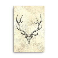 Vintage Retro Bull Elk Skull Cabin and Lodge Distressed Wall Decor Stretched Canvas Gift for Hunters with Outdoor Rustic Theme Design