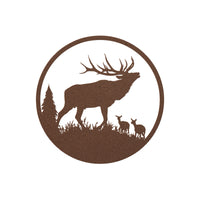 Bugling Bull Elk With Cow Elk Metal Cut Out Wall Art