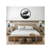 Bugling Bull Elk With Cow Elk Metal Cut Out Wall Art