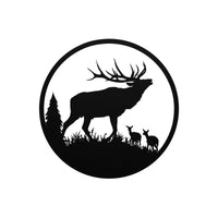 Bugling Bull Elk With Cow Elk Metal Cut Out Wall Art