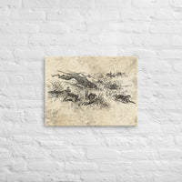 Hunting Dogs and Rabbits Distressed Vintage Canvas Wall Art For Hunters and Outdoorsmen