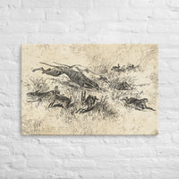 Hunting Dogs and Rabbits Distressed Vintage Canvas Wall Art For Hunters and Outdoorsmen