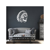 Native American Indian Chief Indians Head Dress Metal Wall Art