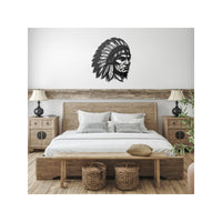 Native American Indian Chief Indians Head Dress Metal Wall Art