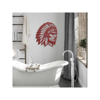 Native American Indian Chief Indians Head Dress Metal Wall Art