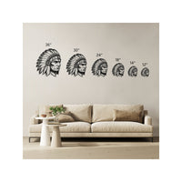 Native American Indian Chief Indians Head Dress Metal Wall Art