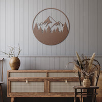 Mountain Tree Scene Outdoors Metal Cut Out Wall Art The Mountains Are Calling House Warming Gift Adventure Sign