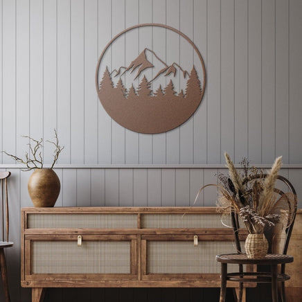 Mountain Tree Scene Outdoors Metal Cut Out Wall Art The Mountains Are Calling House Warming Gift Adventure Sign