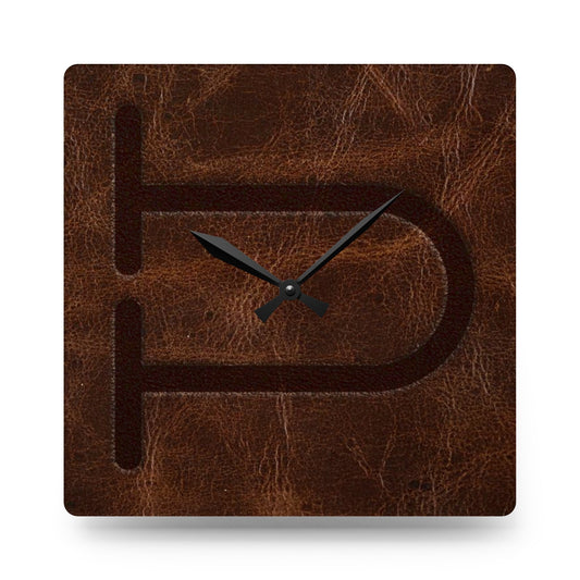 CUSTOM CATTLE BRAND Light Leather Acrylic Wall Clock Personalized Livestock Branding Iron Western Ranch, Farm and Acreage Clock Decor