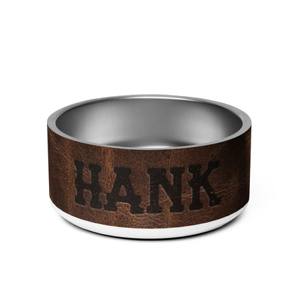 Custom Pet Name Pet Bowl Durable Stainless Steel Leather Branded Looking with Pet&#39;s Name, Family Brand or Custom Saying