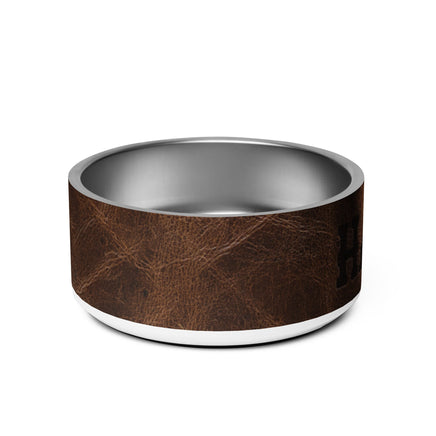 Custom Pet Name Pet Bowl Durable Stainless Steel Leather Branded Looking with Pet&#39;s Name, Family Brand or Custom Saying