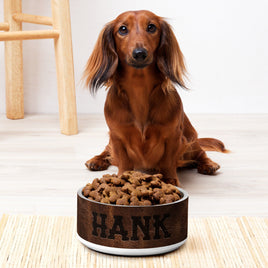 Custom Pet Name Pet Bowl Durable Stainless Steel Leather Branded Looking with Pet's Name, Family Brand or Custom Saying Water Bowl