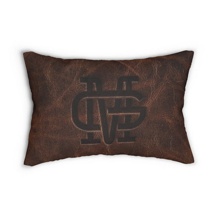 CUSTOM CATTLE BRAND Dark Leather Looking Spun Polyester Lumbar Pillow Rustic Western Rustic Home Decor Throw Pillow Farmhouse Design