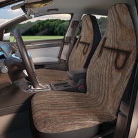 CUSTOM BRAND Burned Wood Seat Covers Universal Fit Bucket Seat Cover Rustic Country Western Truck Seat Cover for Ranchers and Cowboy