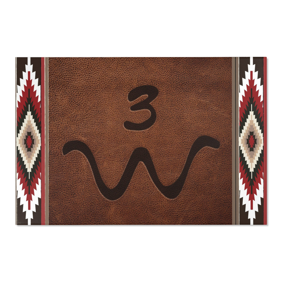CUSTOM CATTLE BRAND Red Aztec and Leather Printed Area Rugs| Moreland ...