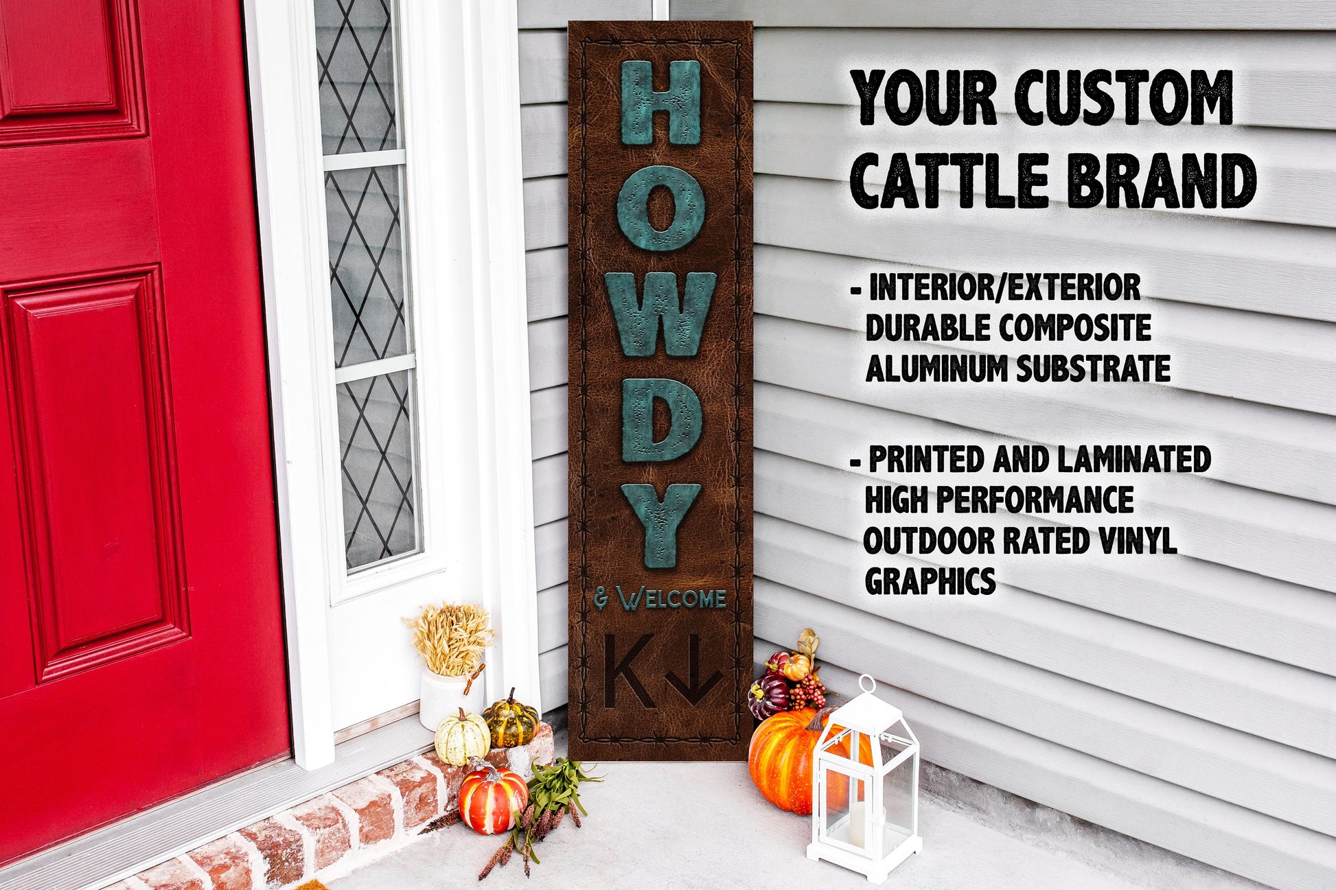 Front Door Welcome Sign Western Themed CUSTOM CATTLE BRAND Outdoor Porch Rustic Howdy Entrance Sign Personalized Ranch Fall Door Decor Signs