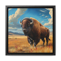 Bison Painting Gallery Canvas Wrap With Square Wood Frame American Buffalo Great Plains Western Painting Rustic Western Cowboy Wall Decor