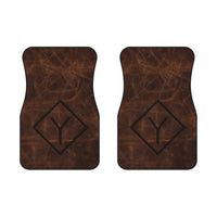 CUSTOM CATTLE BRAND Car Mats (2x Front) Branded Leather Looking Universal Car Floor Mats Rancher Western Vehicle Truck Accessory Gift Idea