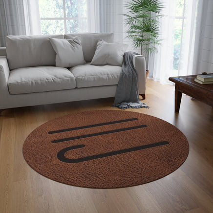 CATTLE BRAND Round Rug CUSTOM Western Rancher Living Room Area Rug Rustic Home Decor Personalized Family Livestock Brand House Warming Gift