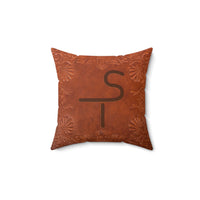 CUSTOM BRAND PILLOW Cattle Brand Western Stamped Leather Pattern Looking Printed Spun Polyester Square Pillow Cowboy Living Room Accent