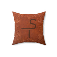 CUSTOM BRAND PILLOW Cattle Brand Western Stamped Leather Pattern Looking Printed Spun Polyester Square Pillow Cowboy Living Room Accent