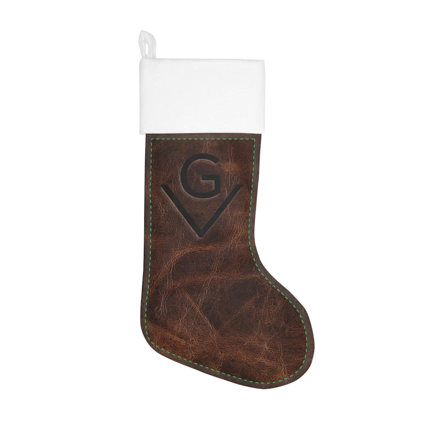 CUSTOM CATTLE BRAND Holiday Stocking Rustic Western Christmas Decorations Leather Pattern Printed Cowboy Ranch Livestock Brand Stocking