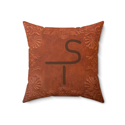 CUSTOM BRAND PILLOW Cattle Brand Western Stamped Leather Pattern Looking Printed Spun Polyester Square Pillow Cowboy Living Room Accent