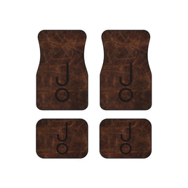 CUSTOM CATTLE BRAND Set of 4 Personalized Rustic Western Universal Car Mats Printed Branded Leather Pattern Branding Iron Truck Accessories