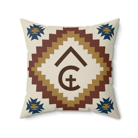 CUSTOM BRAND PILLOW Cattle Brand Western Aztec Navajo Pattern Looking Printed Spun Polyester Square Pillow Cowboy Living Room Accent