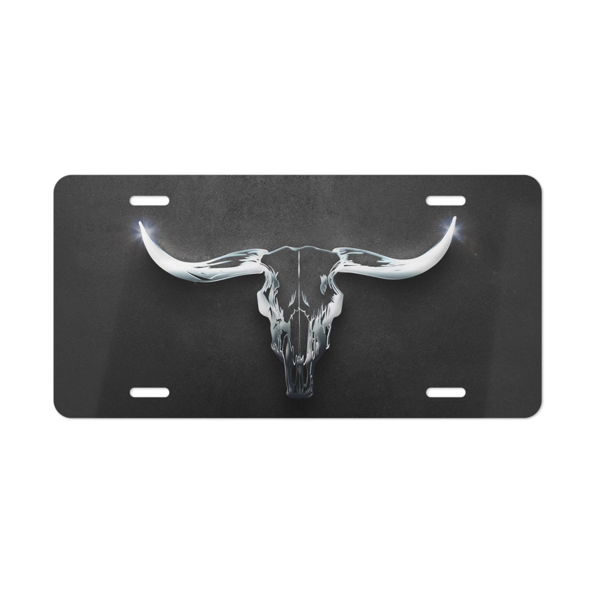 Longhorn License Plate Cowboy Western Rancher Livestock Producer Chrome Looking License Plate for Car or Truck Accessories