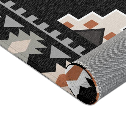 CUSTOM CATTLE BRAND Western Aztec Personalized Area Rugs Rustic Home Decor Boho Ranch House Decorations Black Orange and Grey Floor Rug