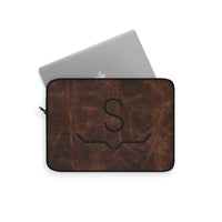 CUSTOM CATTLE BRAND Printed Leather Pattern Padded Laptop Sleeve Personalized Western Computer Case Rustic Laptop Computer Protective Cover