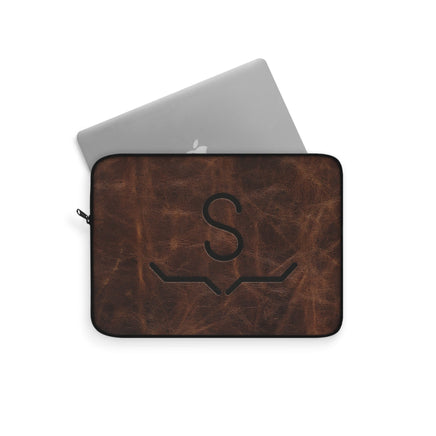 CUSTOM CATTLE BRAND Printed Leather Pattern Padded Laptop Sleeve Personalized Western Computer Case Rustic Laptop Computer Protective Cover