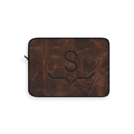 CUSTOM CATTLE BRAND Printed Leather Pattern Padded Laptop Sleeve Personalized Western Computer Case Rustic Laptop Computer Protective Cover