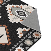 CUSTOM CATTLE BRAND Western Aztec Personalized Area Rugs Rustic Home Decor Boho Ranch House Decorations Black Orange and Grey Floor Rug