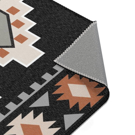 CUSTOM CATTLE BRAND Western Aztec Personalized Area Rugs Rustic Home Decor Boho Ranch House Decorations Black Orange and Grey Floor Rug