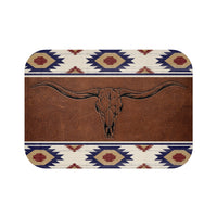 Texas Longhorn Rustic Western Bath Mat Ranch Country Western Bathroom Home Decor Cattle Ranch Bath Room Floor Mat Cowboy Theme Decor