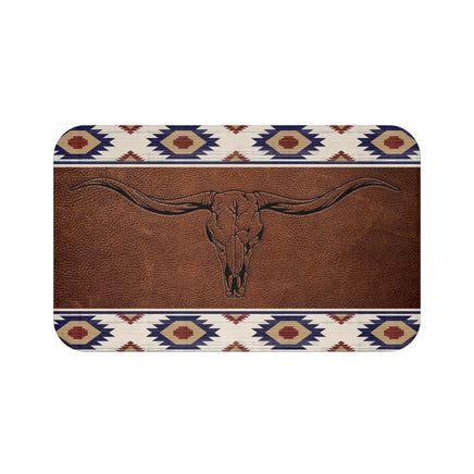 Texas Longhorn Rustic Western Bath Mat Ranch Country Western Bathroom Home Decor Cattle Ranch Bath Room Floor Mat Cowboy Theme Decor