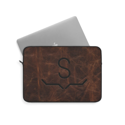 CUSTOM CATTLE BRAND Printed Leather Pattern Padded Laptop Sleeve Personalized Western Computer Case Rustic Laptop Computer Protective Cover