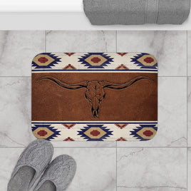 Texas Longhorn Rustic Western Bath Mat Ranch Country Western Bathroom Home Decor Cattle Ranch Bath Room Floor Mat Cowboy Theme Decor