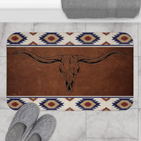 Texas Longhorn Rustic Western Bath Mat Ranch Country Western Bathroom Home Decor Cattle Ranch Bath Room Floor Mat Cowboy Theme Decor